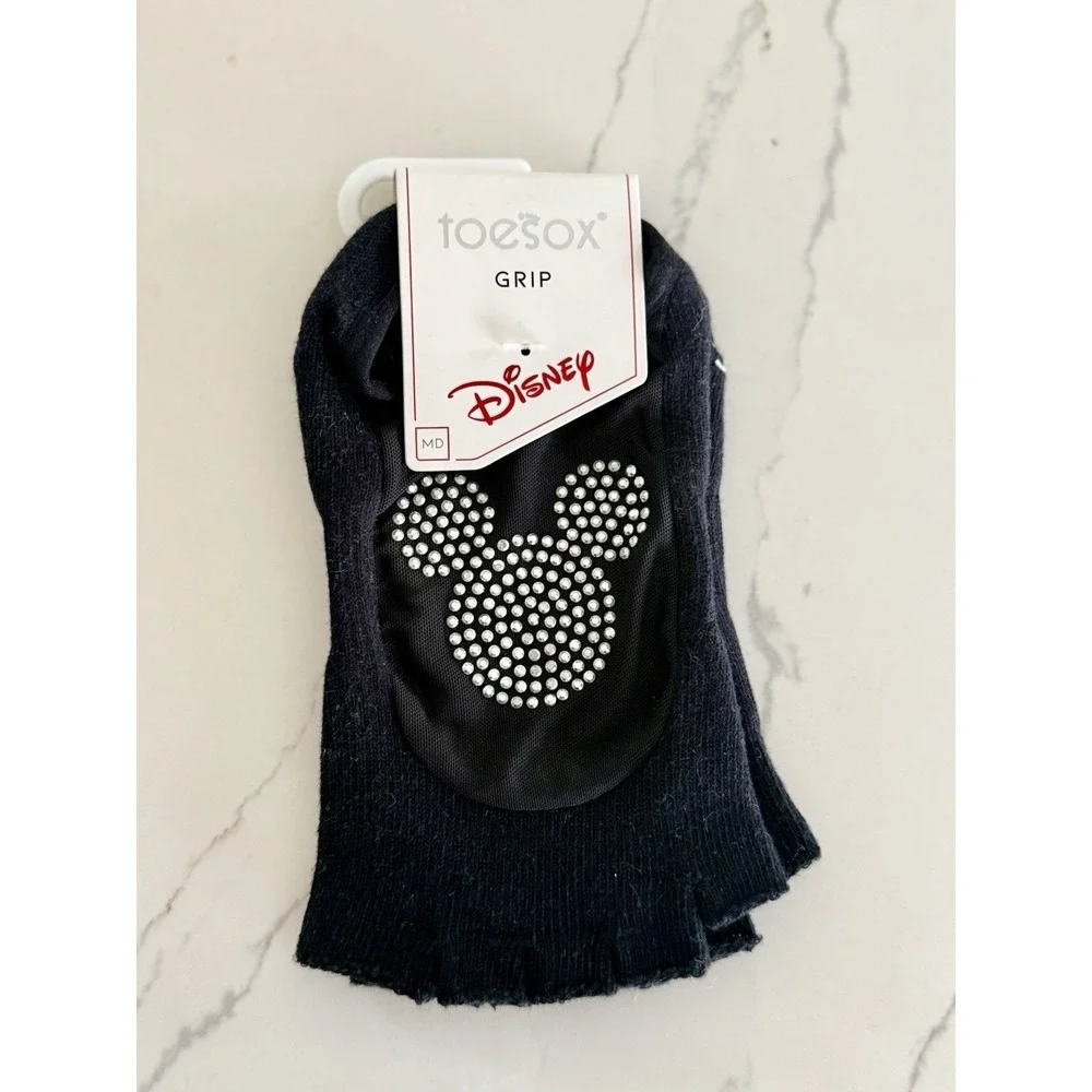 Disney Disco Mickey Toesox Low Half Full Toe Grip Socks W Size 8.5-10.5 Pilates
